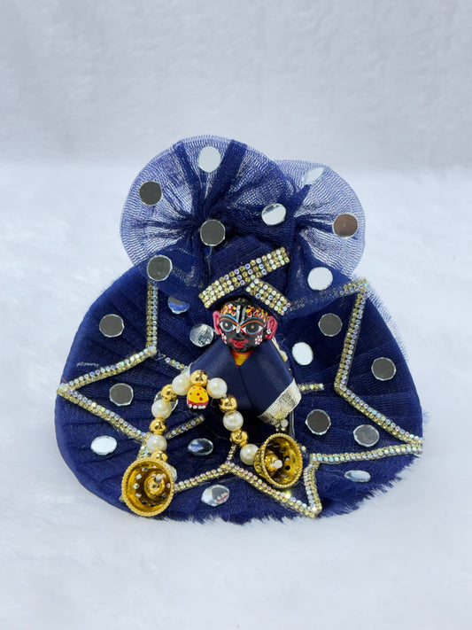 Mirror Pattern Fancy Laddu Gopal Dress | Navy Blue | Size No. 2