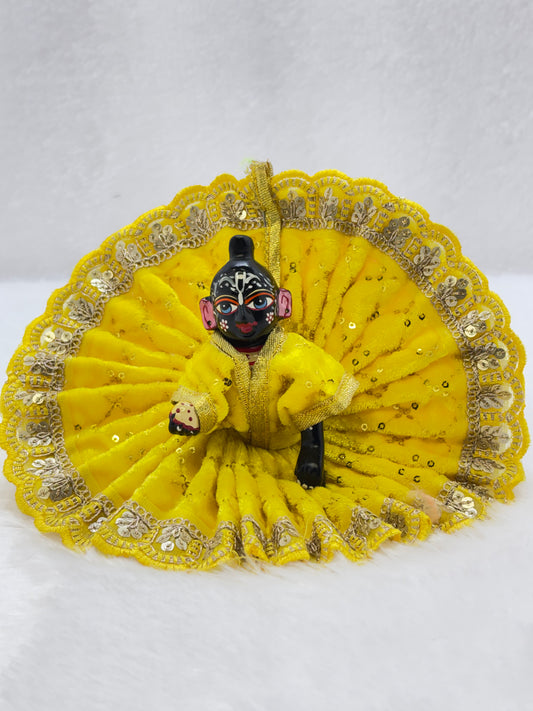 Premium Velvet Embroidery Gopal Dress |Yellow |Size No.4