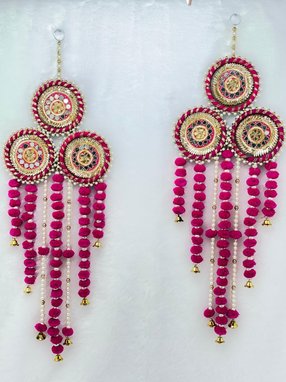 Pink fancy Pompom Wall hanging (1 pair )
