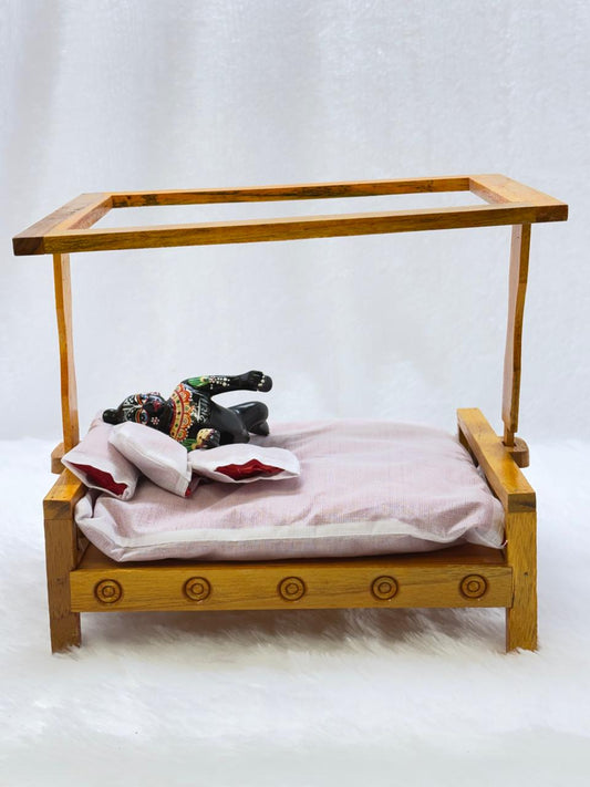 Bed With Machhar Daani (Bed With Mosquito Net) For Size 5 Laddu Gopal