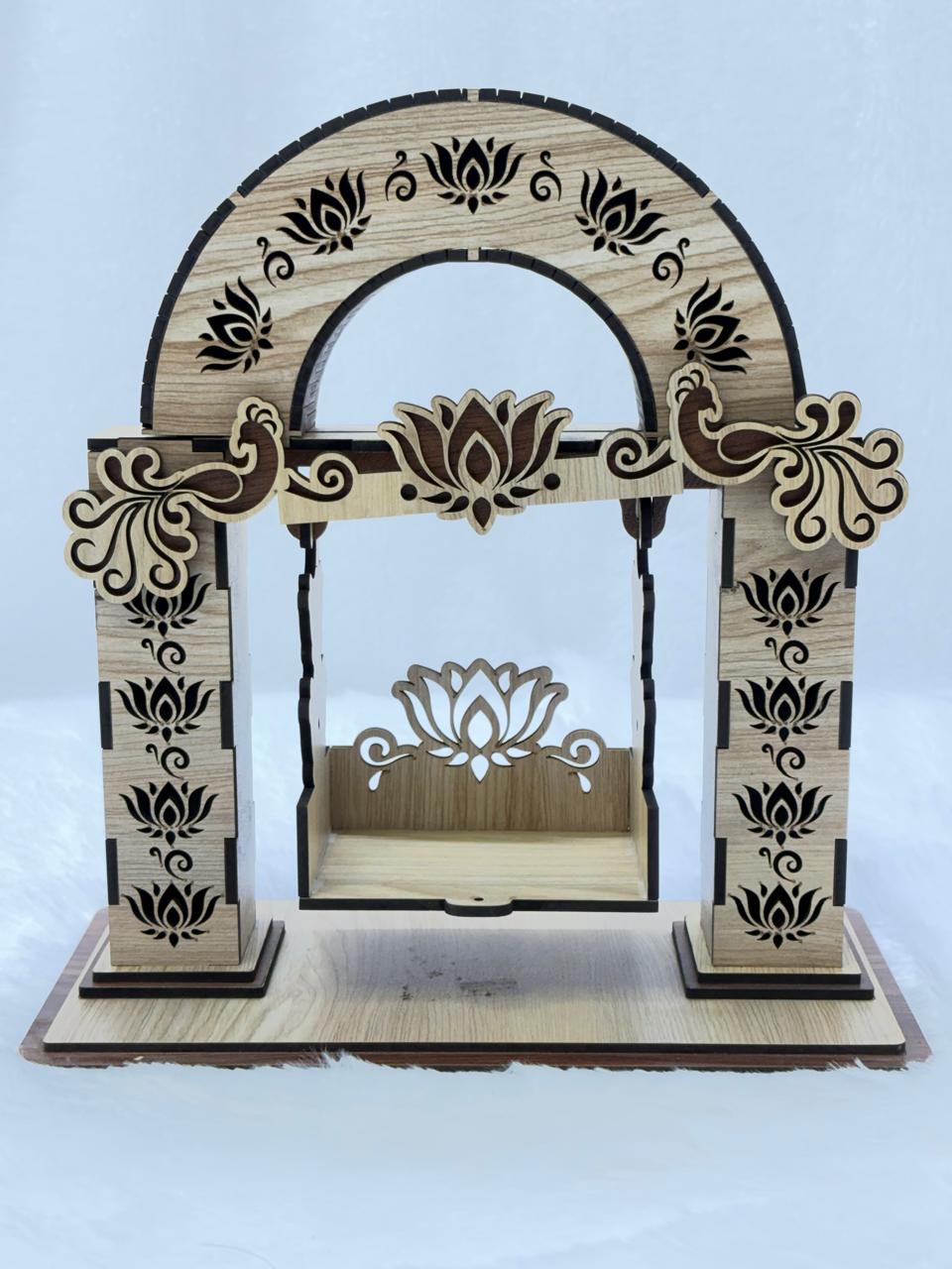Wooden Lotus Jhula For Size 2 Laddu Gopal