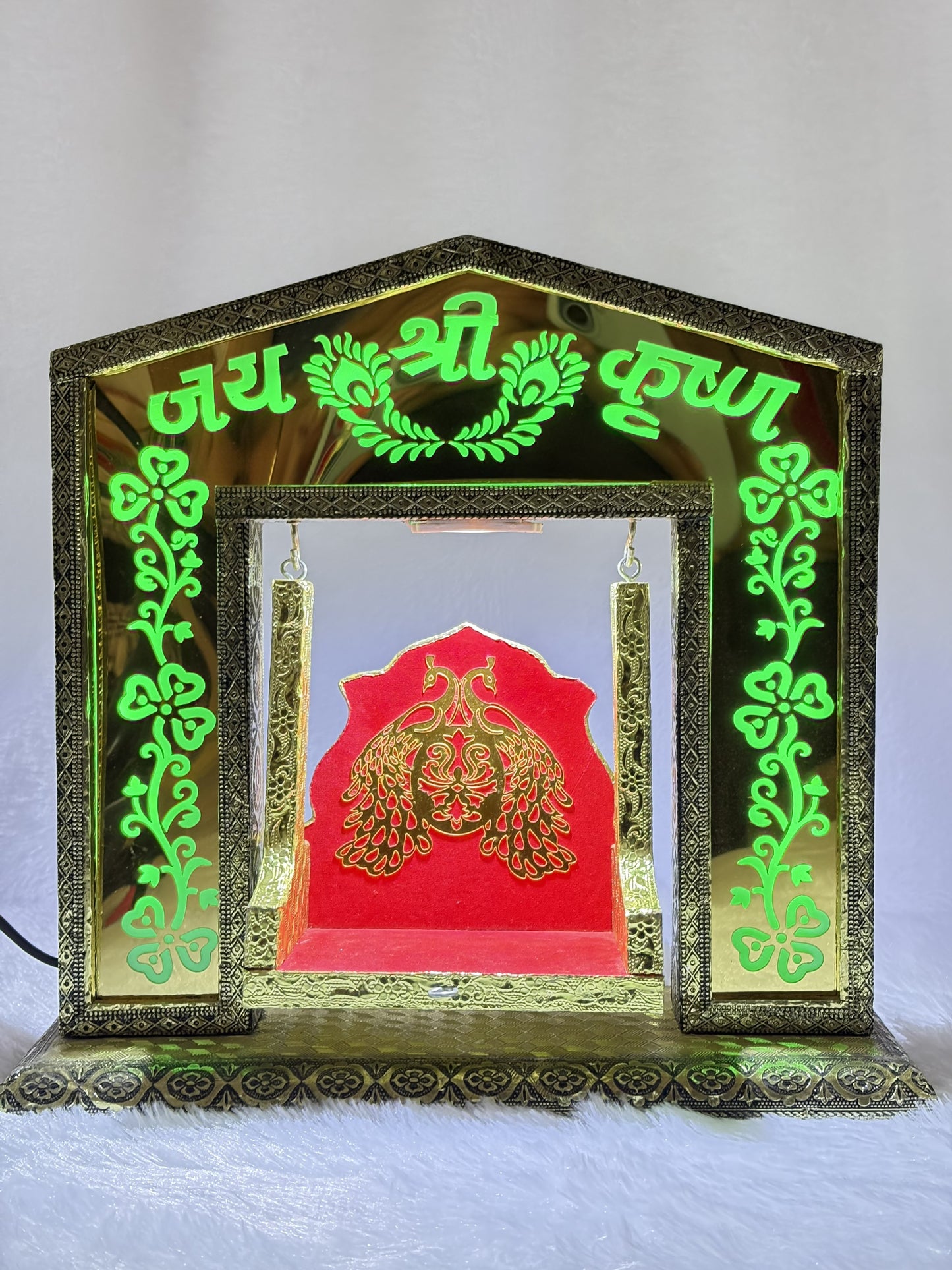 Fancy Most Popular Jhula With LED Lighting Insight For Size 1 Laddu Gopal