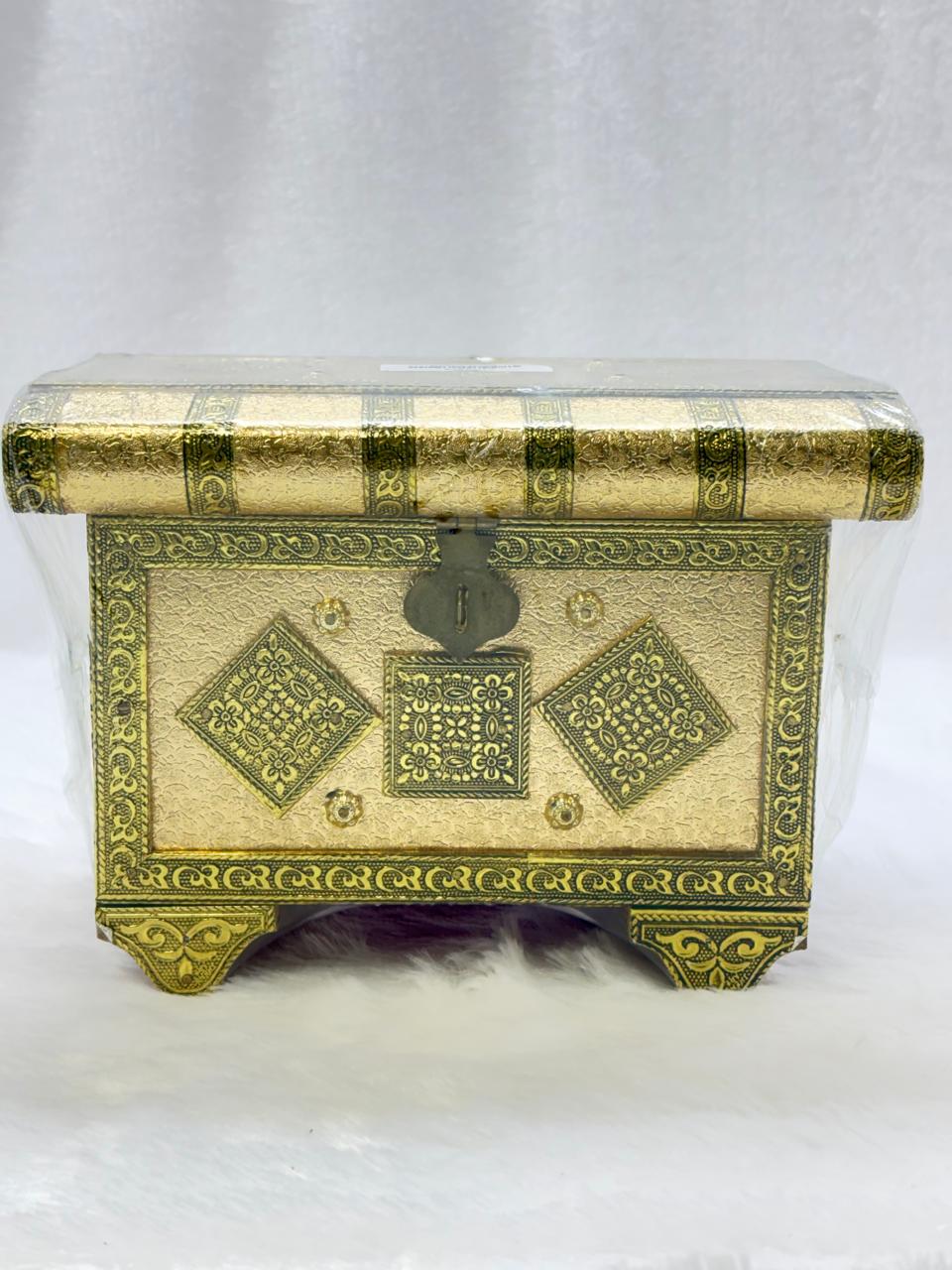 Golden Designer Pitara For Storage Laddu Gopal Accesories (8 Inch)