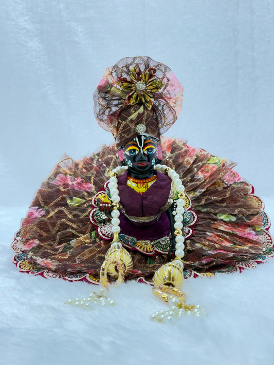 Handmade Heavy Laddu Gopal Dress | Set Of 3 (With Dress, Mukut, Patka)