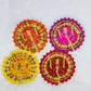 Multicolour Laddu Gopal Dress (Size 2 No.) | Pack Of 4 Beautiful Dress | With Mala & Mukut) | Yellow, Orange, Pink, Red