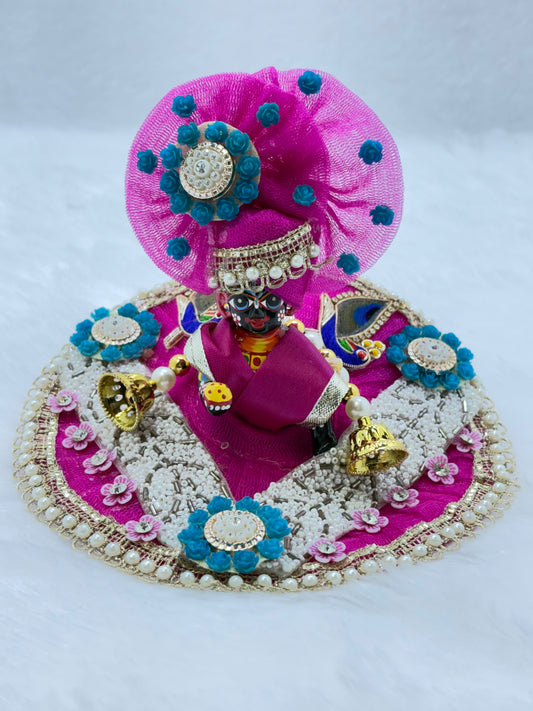 Pure Handmade Heavy Laddu Gopal Dress | Set Of 3 | Pink