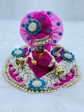 Pure Handmade Heavy Laddu Gopal Dress | Set Of 3 | Pink