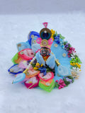 Fancy Floral Leaves Laddu Gopal Dress | Size 2 | Skyblue