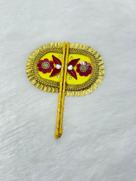 Laddu Gopal Fancy Yellow Fan (1 Pair)