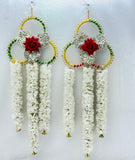 Fancy Malty Color Ring White flower Wall Hanging  (1 pair)