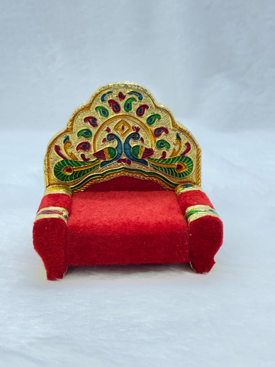 Fancy Red Golden Peacock Singhasan (Size No.1)