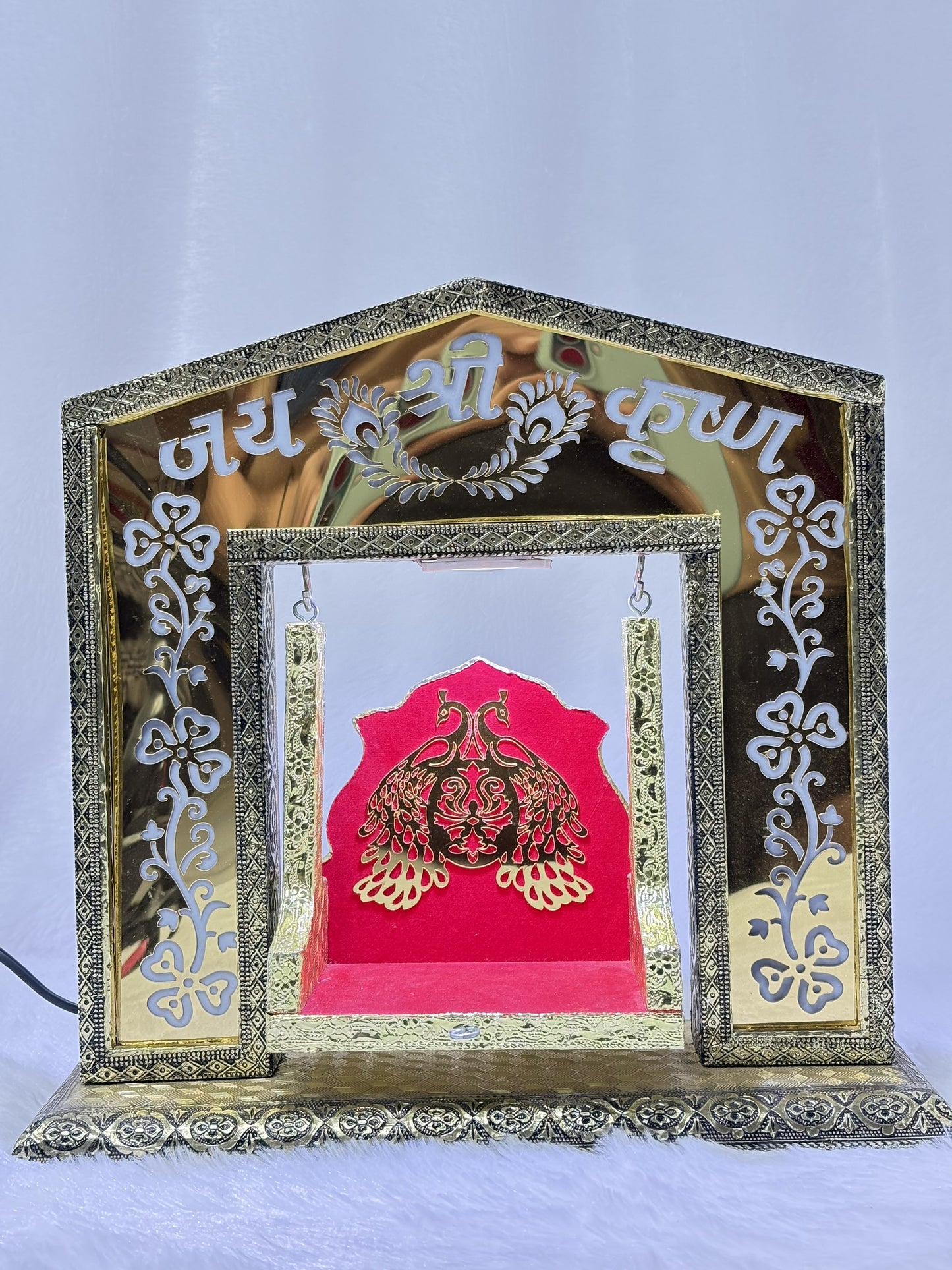 Fancy Most Popular Jhula With LED Lighting Insight For Size 1 Laddu Gopal