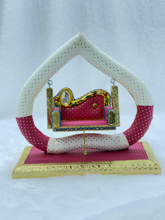 Fancy White & Red Heart Shape Jhula For Size 2 Laddu Gopal