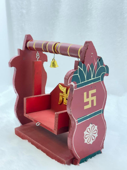 Wooden Swastik Jhula For Size 3 Laddu Gopal